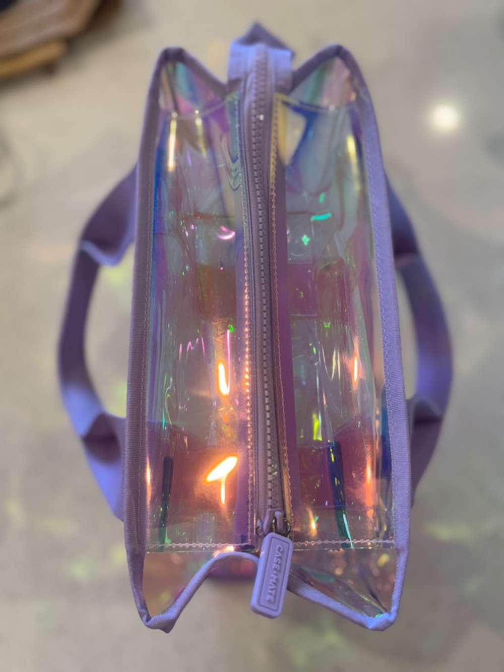 Case-mate Mini Jelly Iridescent Holographic Tote with Lavender Straps NWOT - Picture 6 of 7